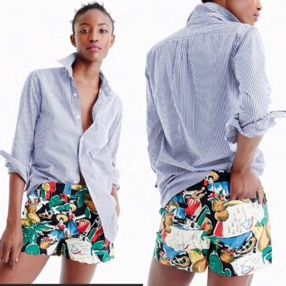 NWT J Crew Postcard Print Scallop Shorts Sz 00 - Picture 1 of 8